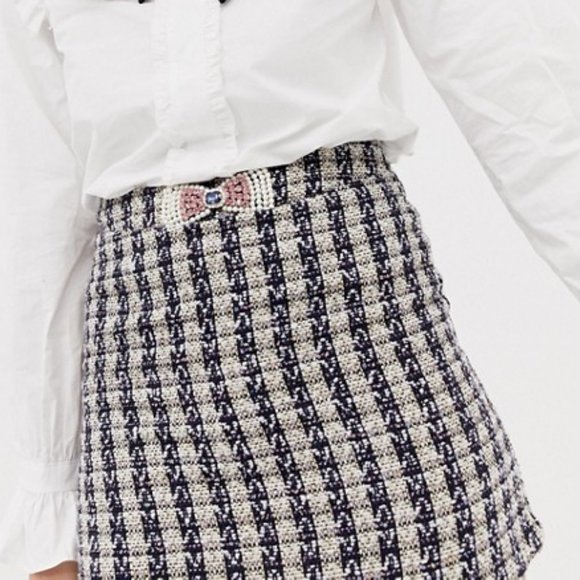 Sister Jane Jules Tweed Mini Skirt With Bow - Picture 4 of 14